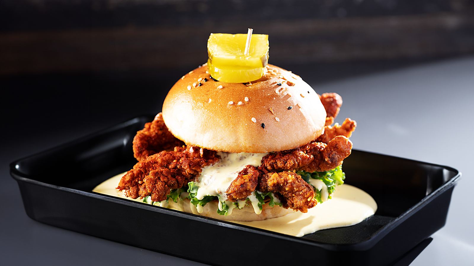 Cheesy Fried Chicken Burger
